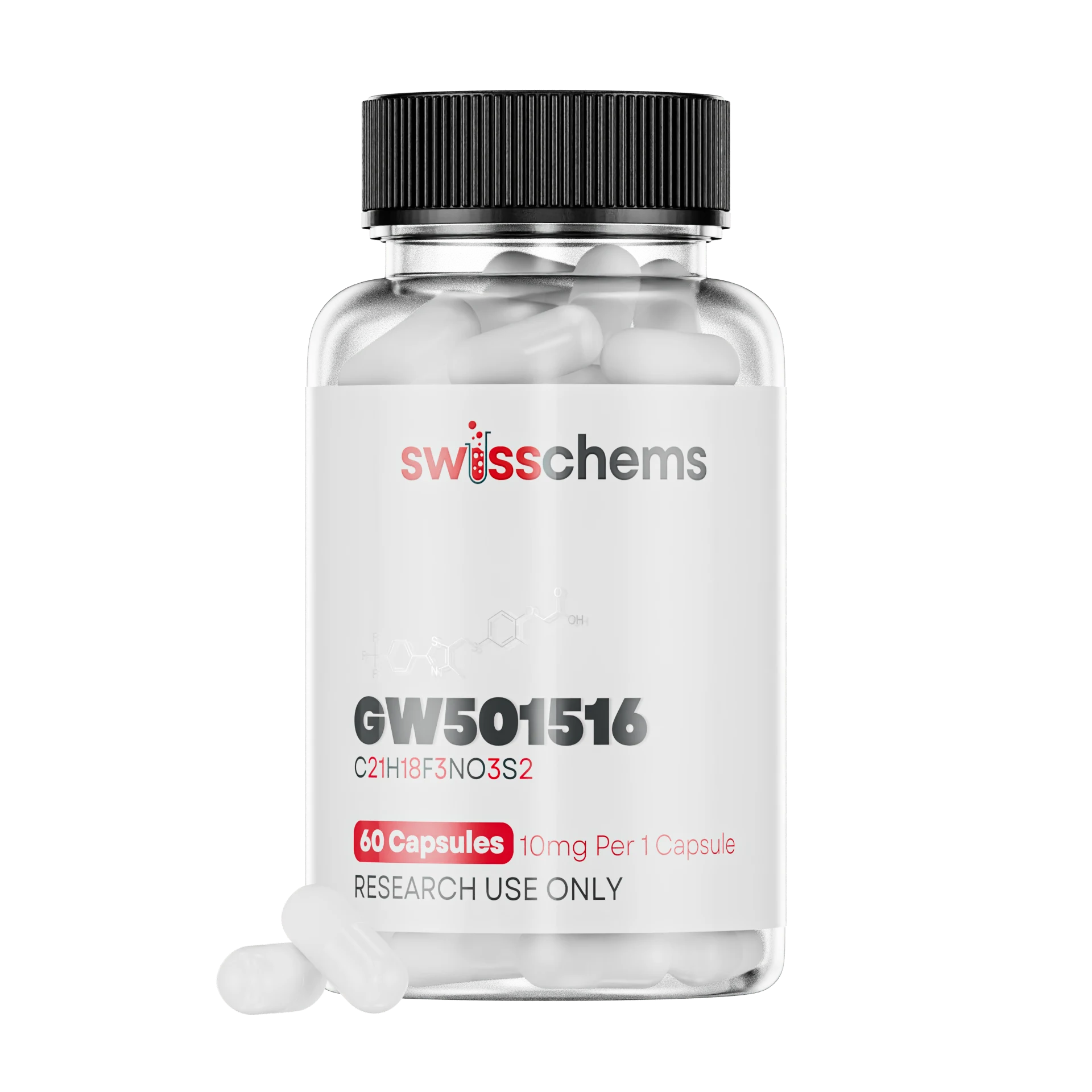 SwissChems GW-501516 Cardarine Supplement 10mg Capsules 60 Count