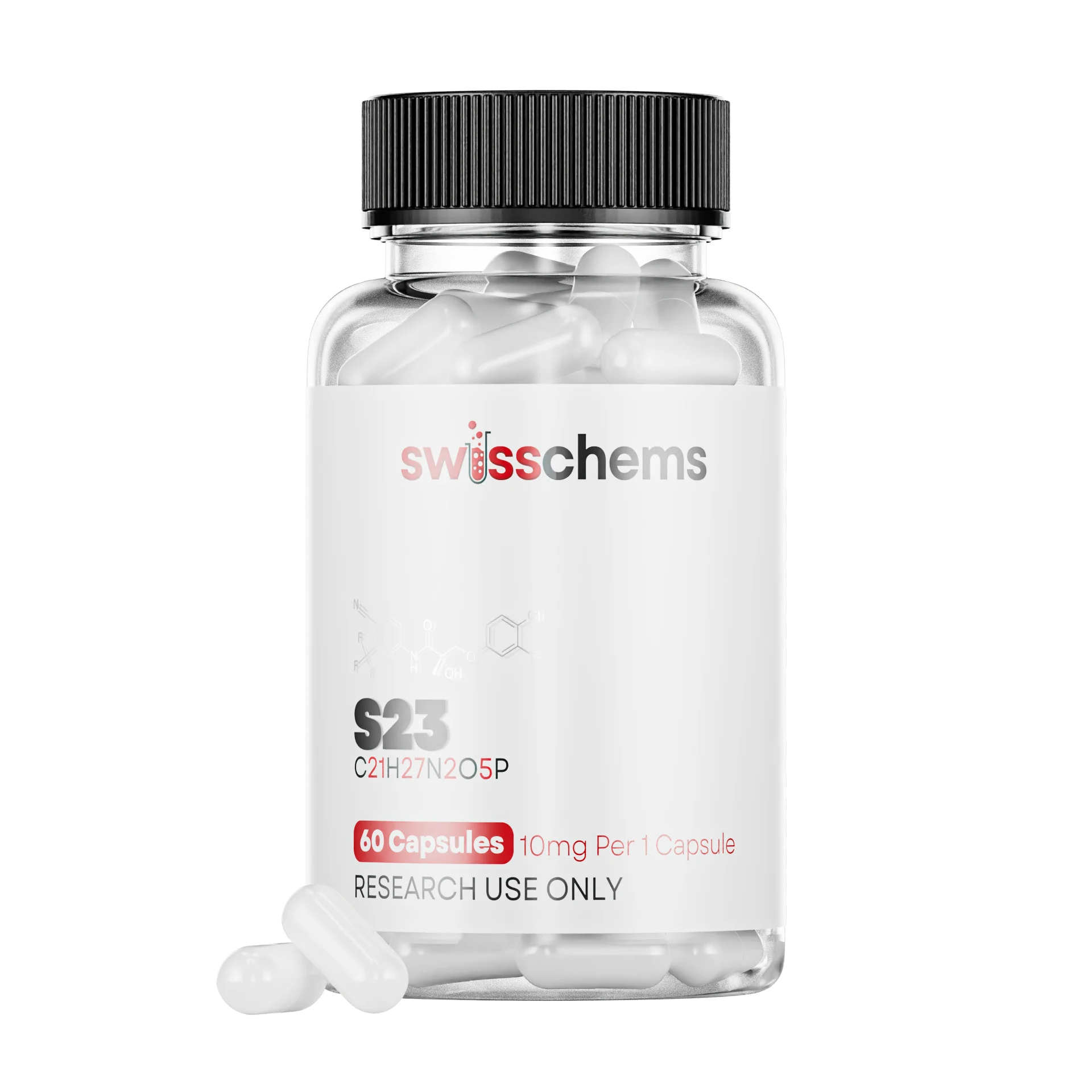 SwissChems S-23 Selective Androgen Receptor Modulator Capsules 10mg 60 Count