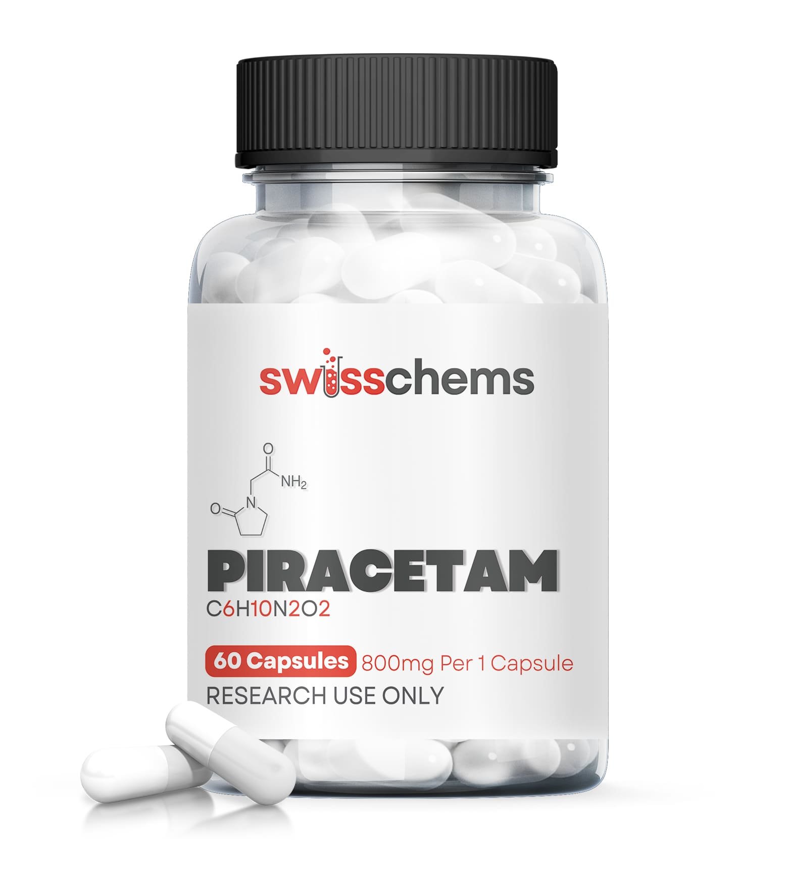 SwissChems Piracetam Nootropic Capsules 800mg 60 Capsules